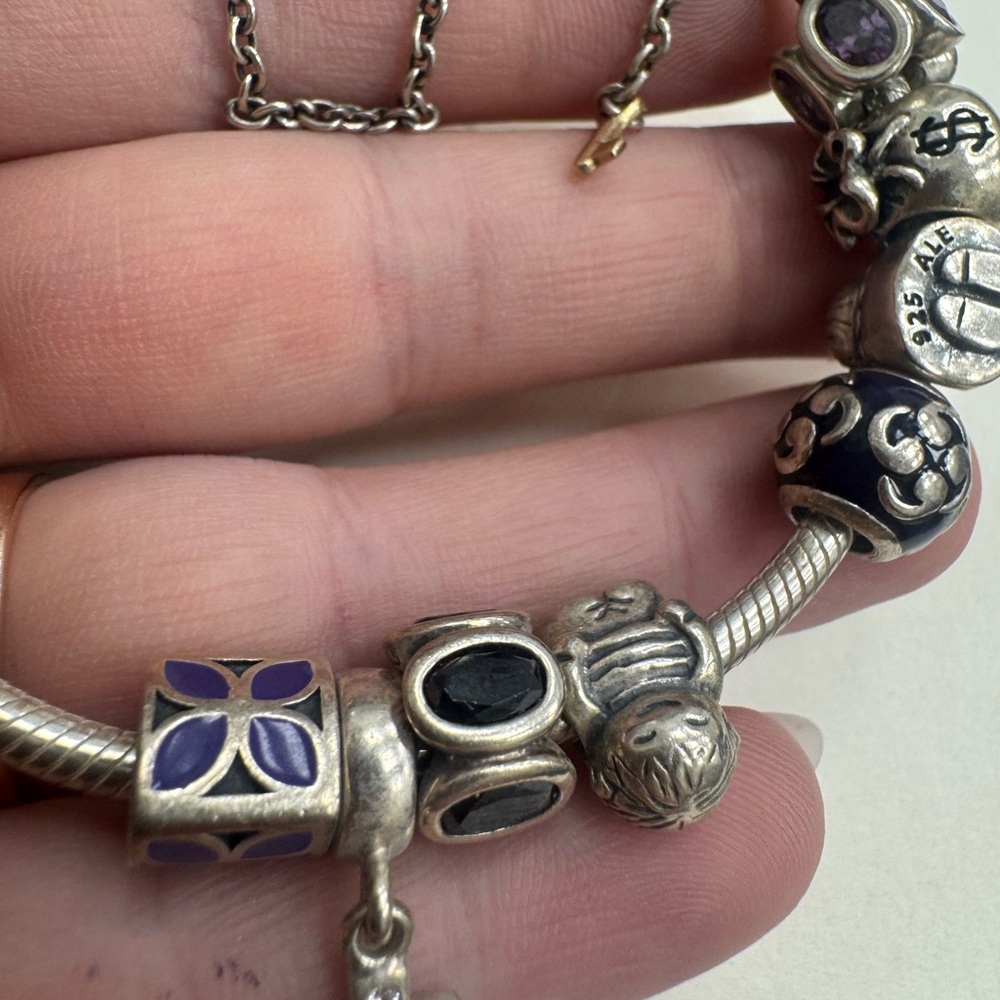 Authentic Vintage Sterling Silver PANDORA Charm Bracelet 6.5" Wrist 52.2g - Picture 10 of 16